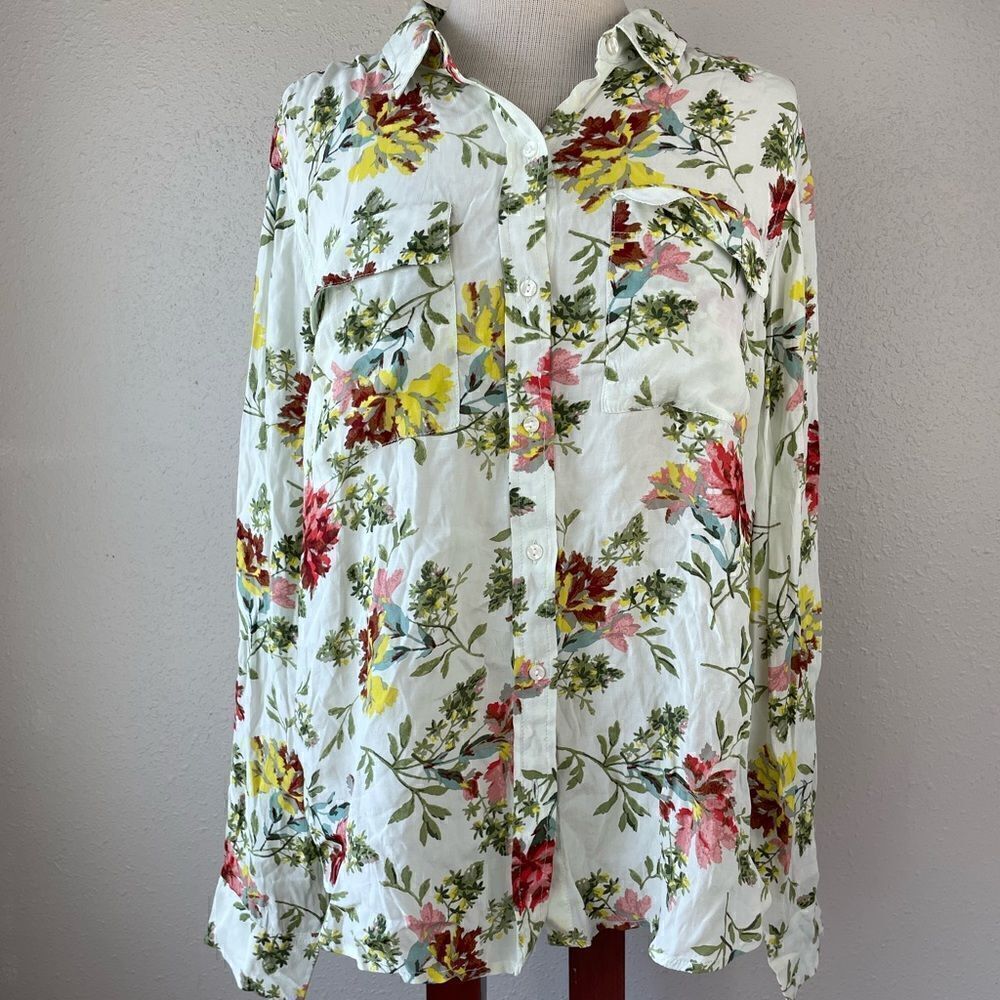 NWT Lucky Brand Floral Button Down Shirt Size L